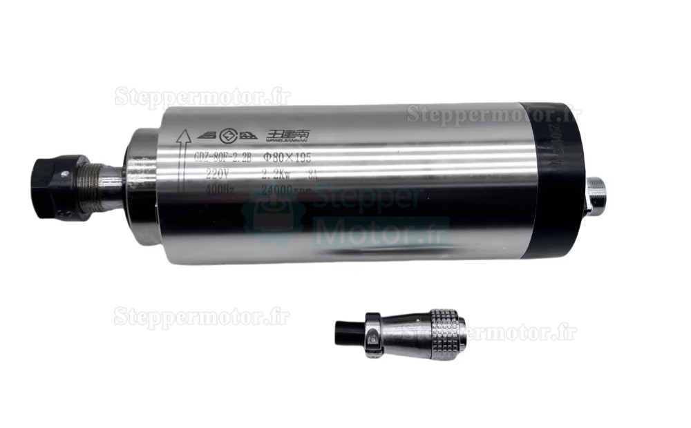 Moteur de broche cnc refroidi par air GDZ-80F-2.2B 220V/380V 5A 2,2kW 24000 tr/min, pince ER11 400hz